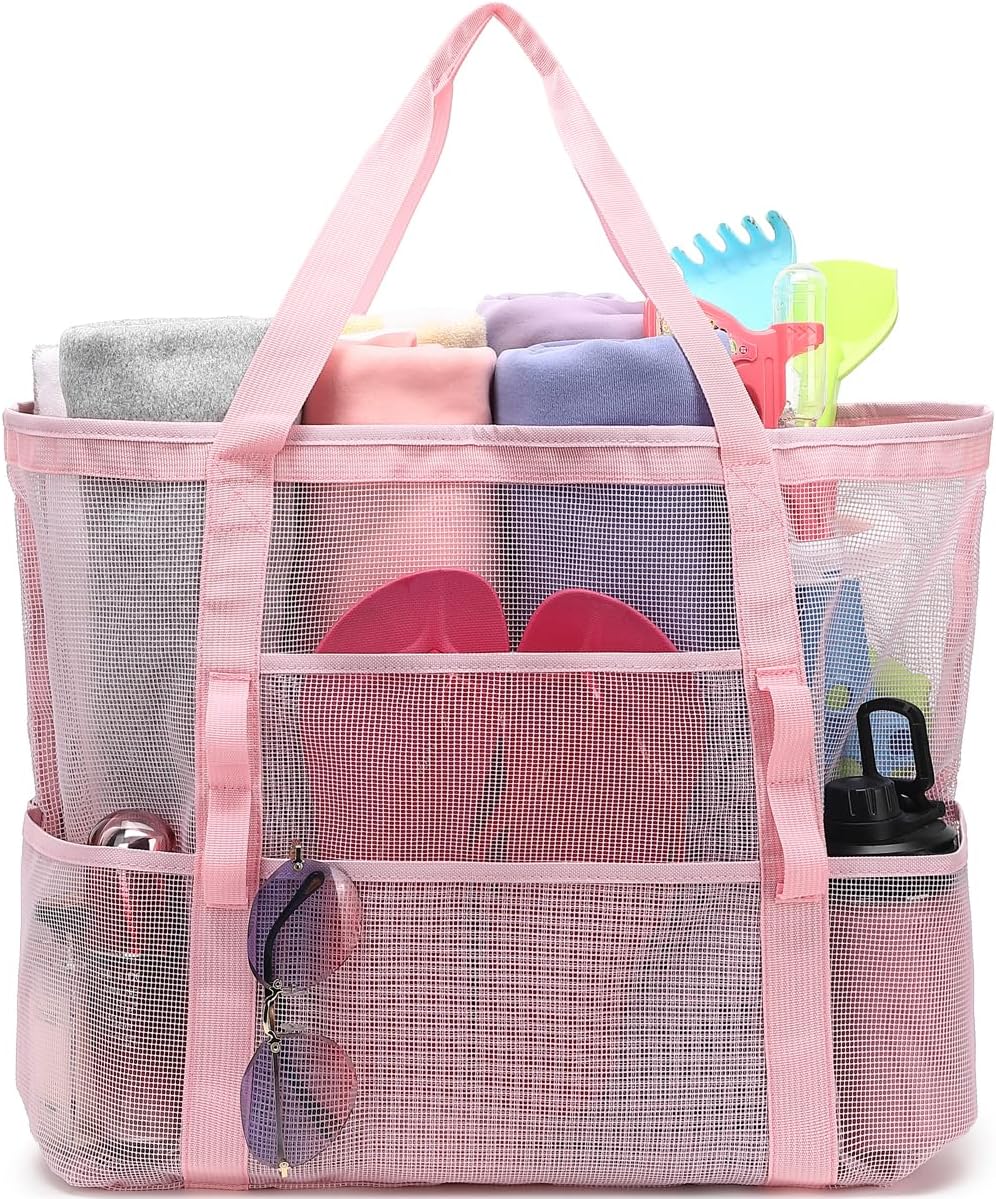 Kup 1, dostaniesz 1 ZA DARMO – Extra Large Clear Mesh Beach Tote z 8 kieszeniami – ClearWave