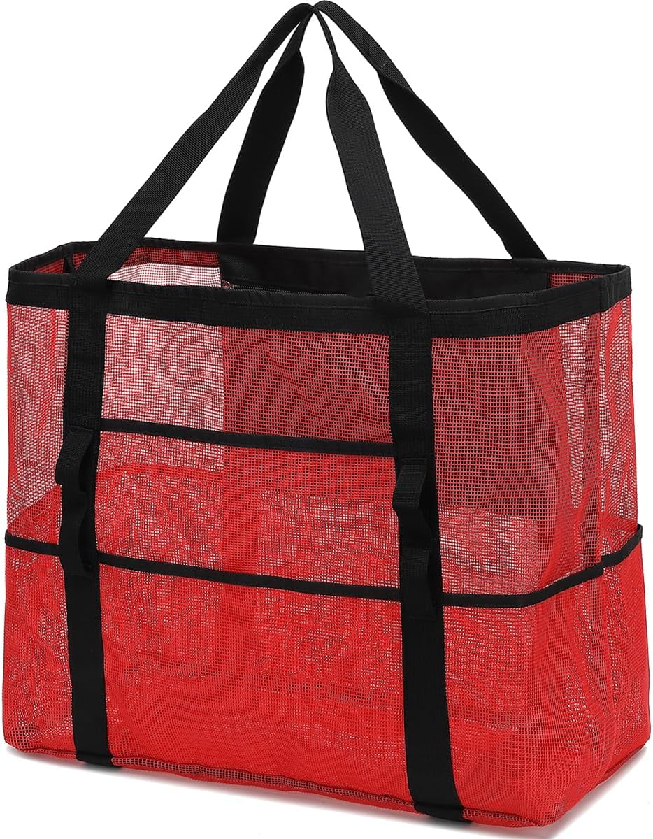 Kup 1, dostaniesz 1 ZA DARMO – Extra Large Clear Mesh Beach Tote z 8 kieszeniami – ClearWave