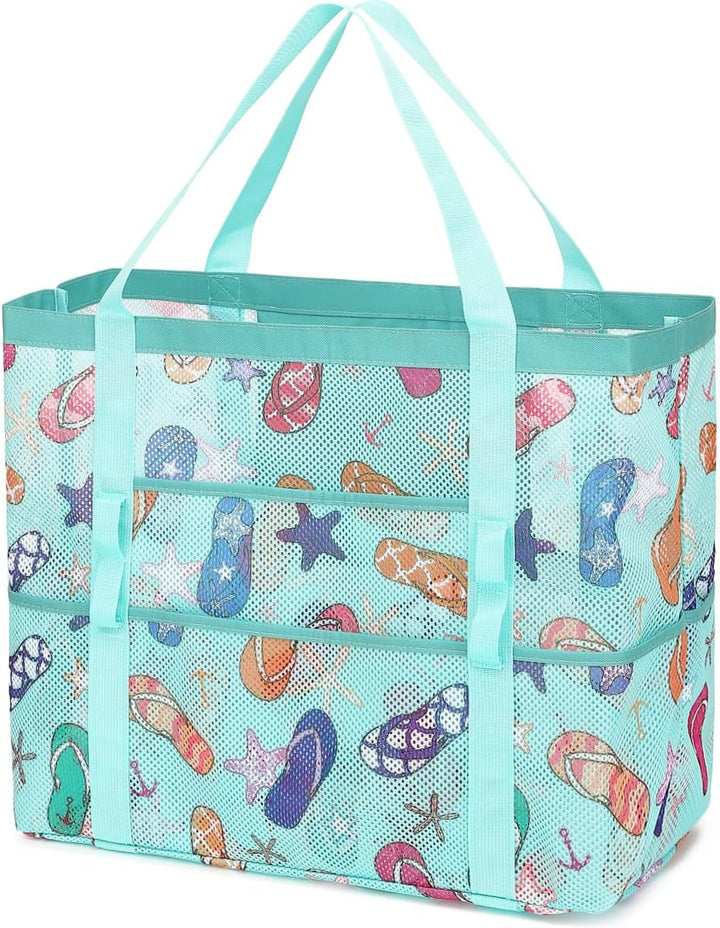 Kup 1, dostaniesz 1 ZA DARMO – Extra Large Clear Mesh Beach Tote z 8 kieszeniami – ClearWave
