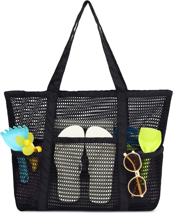 Kup 1, dostaniesz 1 ZA DARMO – Extra Large Clear Mesh Beach Tote z 8 kieszeniami – ClearWave