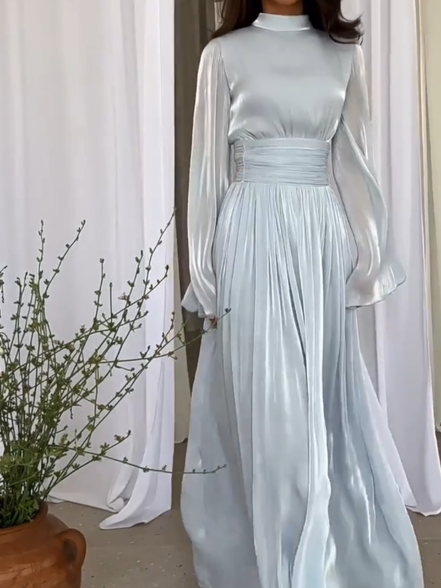 Fantazyjna maxi sukienka z płynącym krojem – Valentina-Niebieski-S-Trend Polska