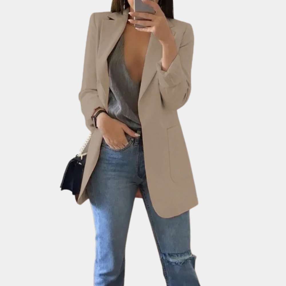 Fentii - Casual Długi Żakiet dla Kobiet-Khaki-S-Trend Polska
