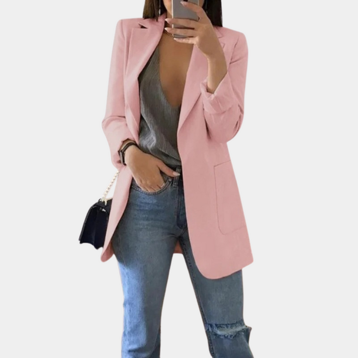 Fentii - Casual Długi Żakiet dla Kobiet-Różowy-S-Trend Polska