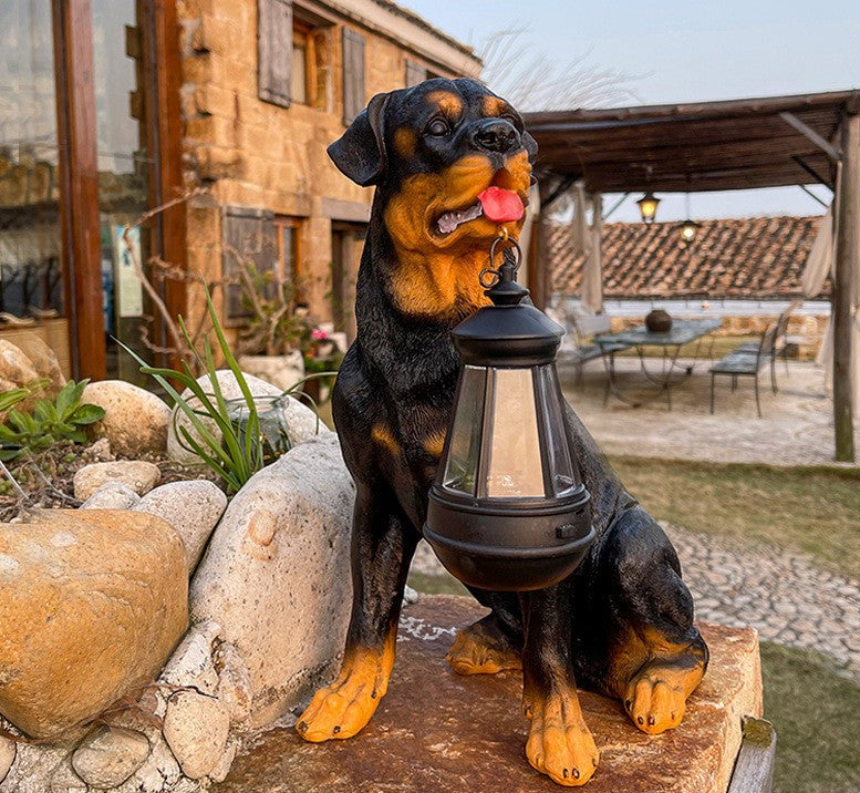 Figurka psa na energię słoneczną z oświetleniem LED - LumiPup-Rottweiler-Trend Polska
