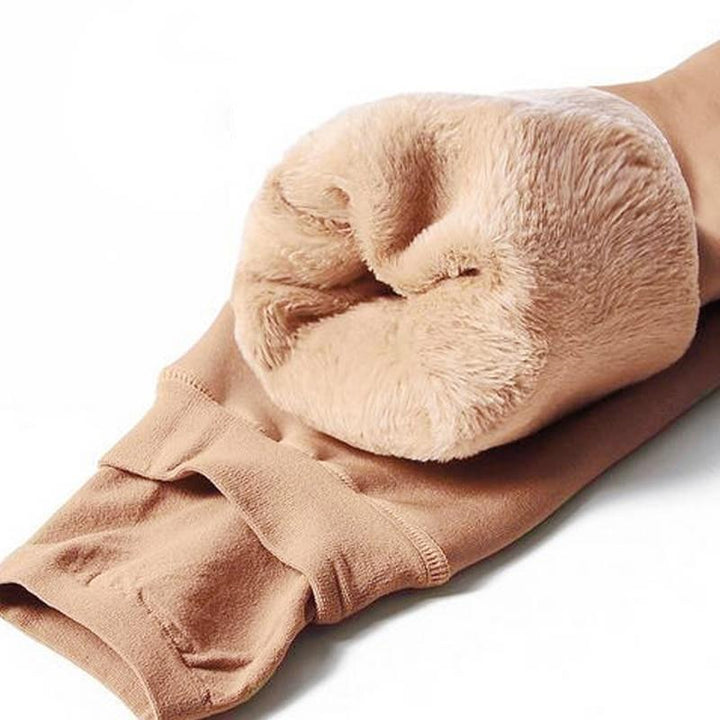 Fleece Podszewkowane Legginsy Zimowe - Elsa-Beżowy-S-Trend Polska