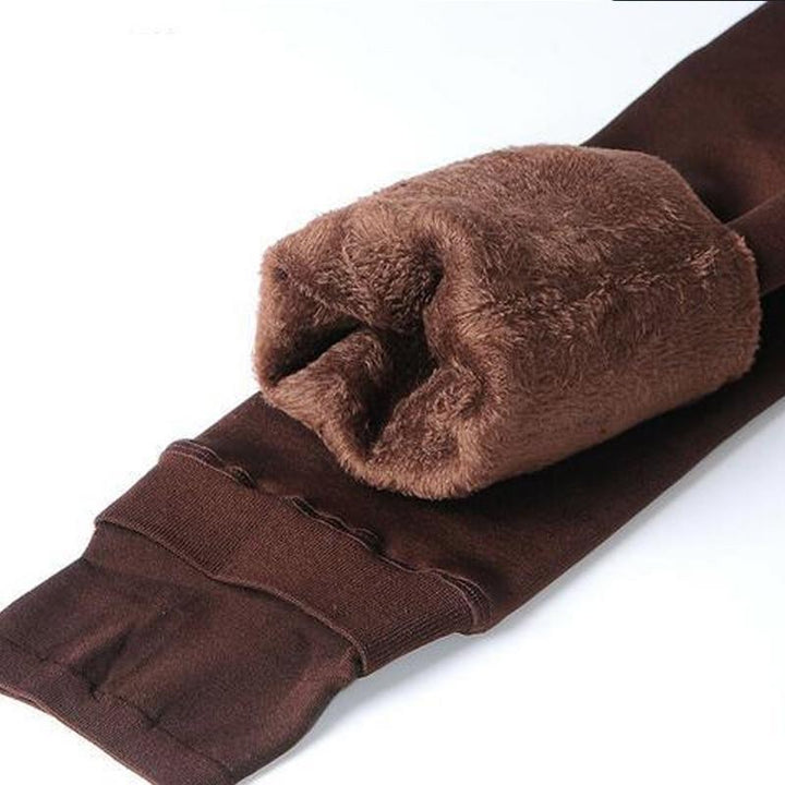 Fleece Podszewkowane Legginsy Zimowe - Elsa-Brązowy-S-Trend Polska