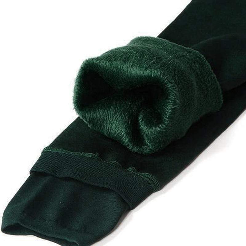 Fleece Podszewkowane Legginsy Zimowe - Elsa-Zielony-S-Trend Polska