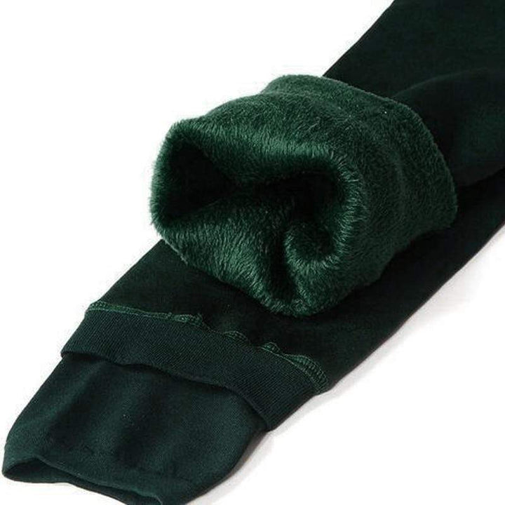 Fleece Podszewkowane Legginsy Zimowe - Elsa-Zielony-S-Trend Polska