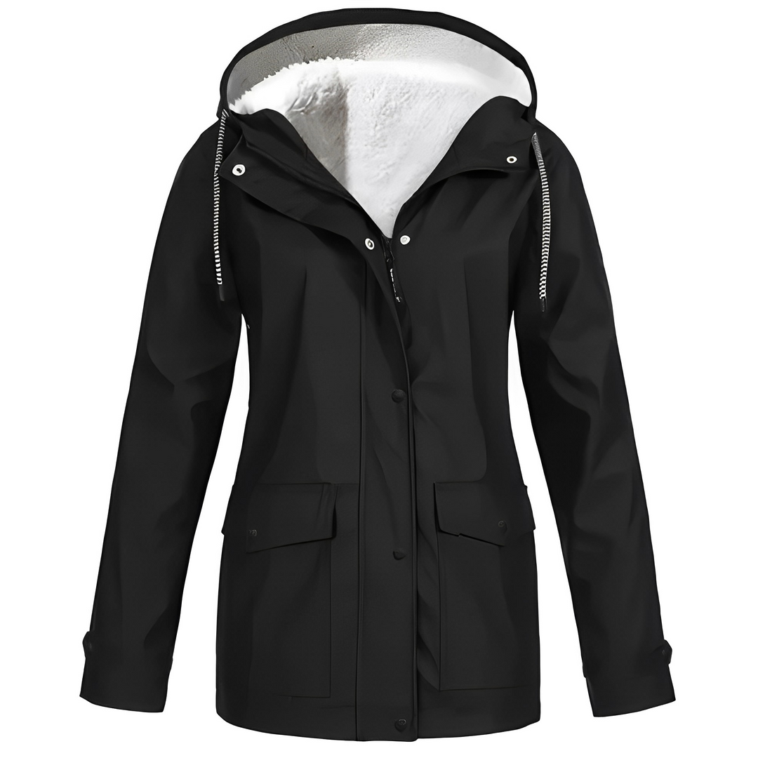 Fleecová podšitá dámská pláštěnka - WarmWarder-Czarny-S-Trend Polska