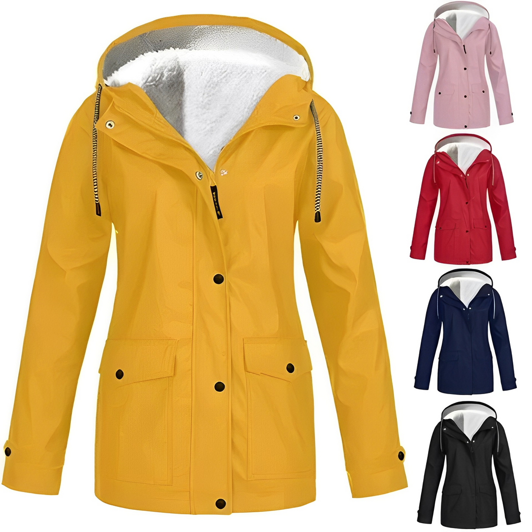 Fleecová podšitá dámská pláštěnka - WarmWarder-Żółty-S-Trend Polska