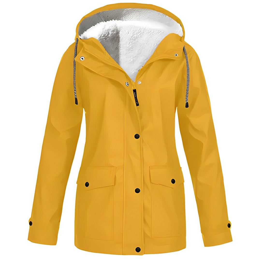 Fleecová podšitá dámská pláštěnka - WarmWarder-Żółty-S-Trend Polska