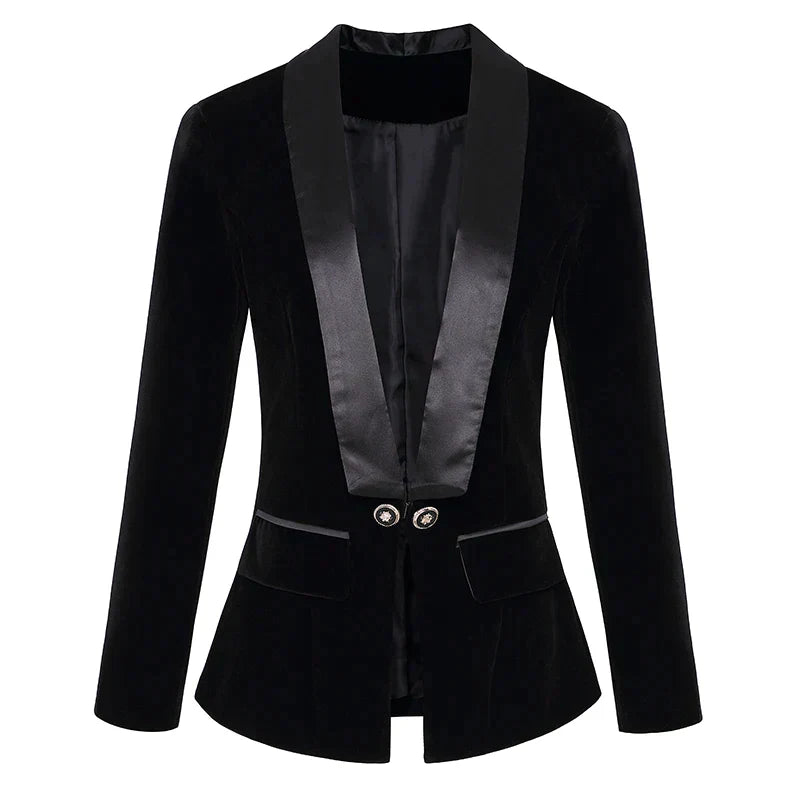 Flurowana damska marynarka - Vivienne-Czarny-S-Trend Polska