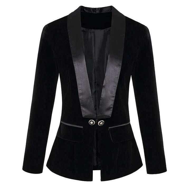 Flurowana damska marynarka - Vivienne-Czarny-S-Trend Polska