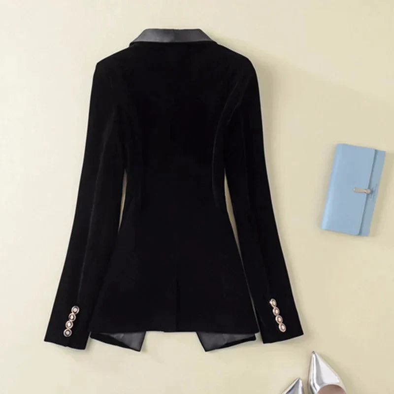 Flurowana damska marynarka - Vivienne-Czarny-XS-Trend Polska