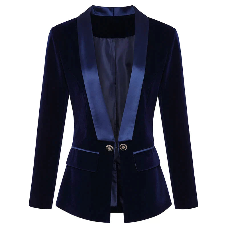 Flurowana damska marynarka - Vivienne-Czarny-XS-Trend Polska