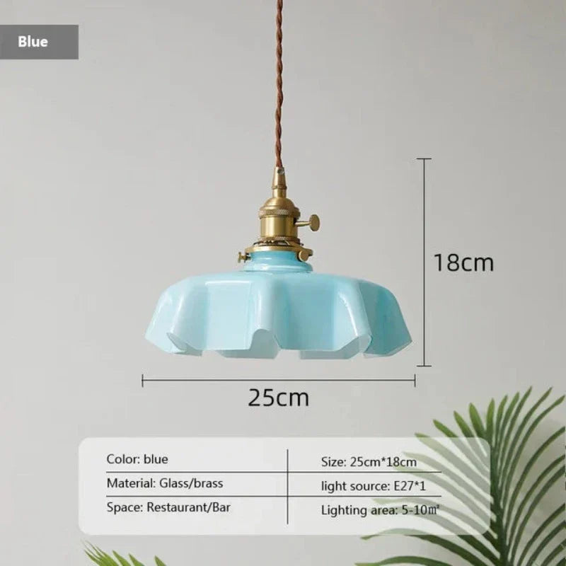 Franska mosiężna lampa wisząca - BrassChic-Niebieski-Ciepły dowcip-Trend Polska