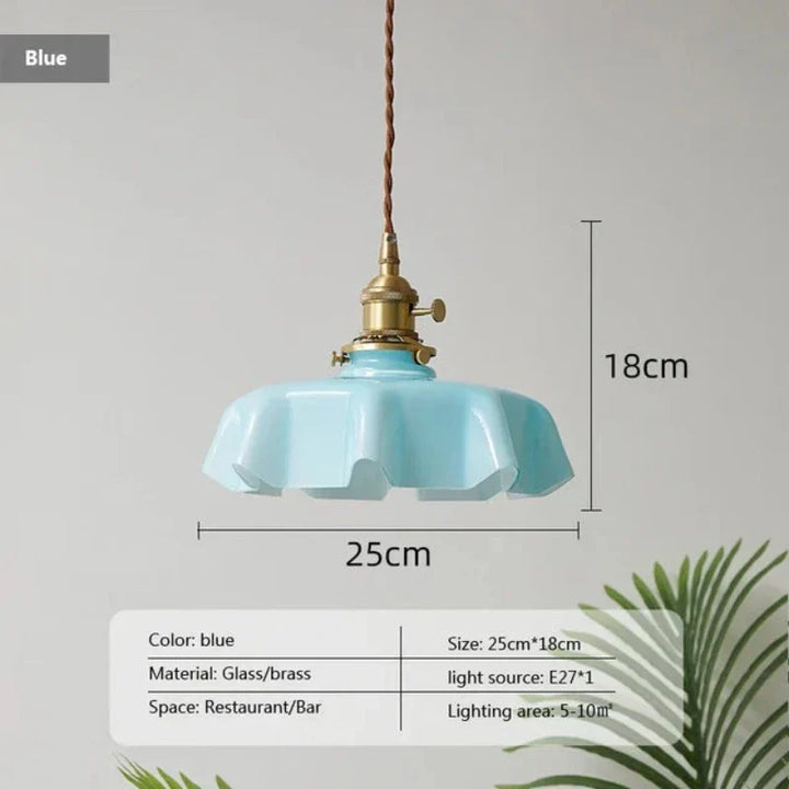 Franska mosiężna lampa wisząca - BrassChic-Niebieski-Ciepły dowcip-Trend Polska