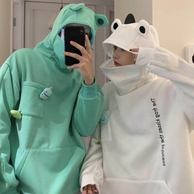 Unisexowy sweter z kapturem z designem żaby – Froggy