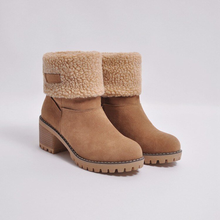 FrostStep Zimowe Buty | Ocieplane Botki na Obcasie dla Kobiet-Auburn-35-Trend Polska