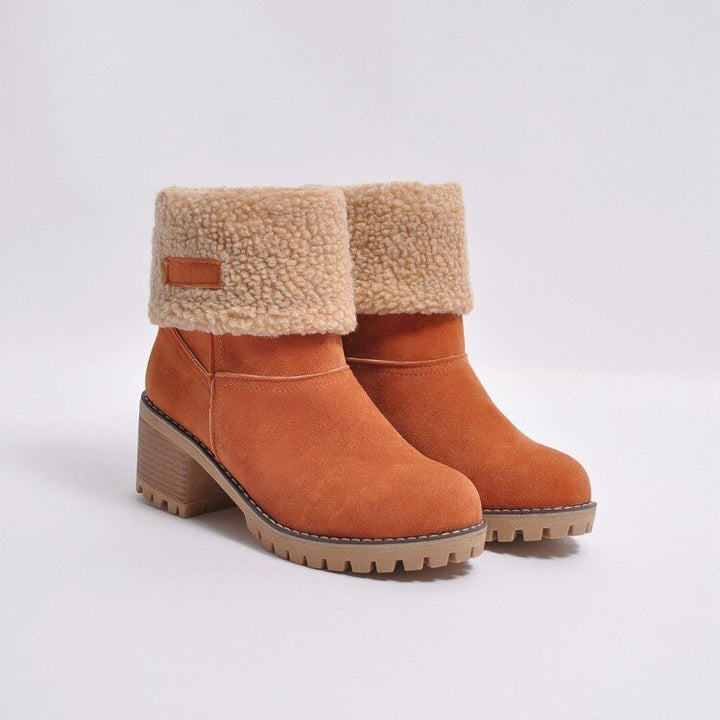 FrostStep Zimowe Buty | Ocieplane Botki na Obcasie dla Kobiet-Czarny-35-Trend Polska