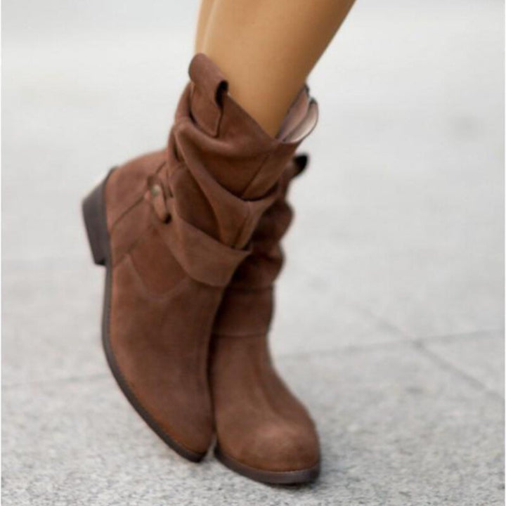 FrostStyle Boot | Stylowe Półwysokie Botki Zimowe dla Kobiet-Ciemnobrązowy-34-Trend Polska