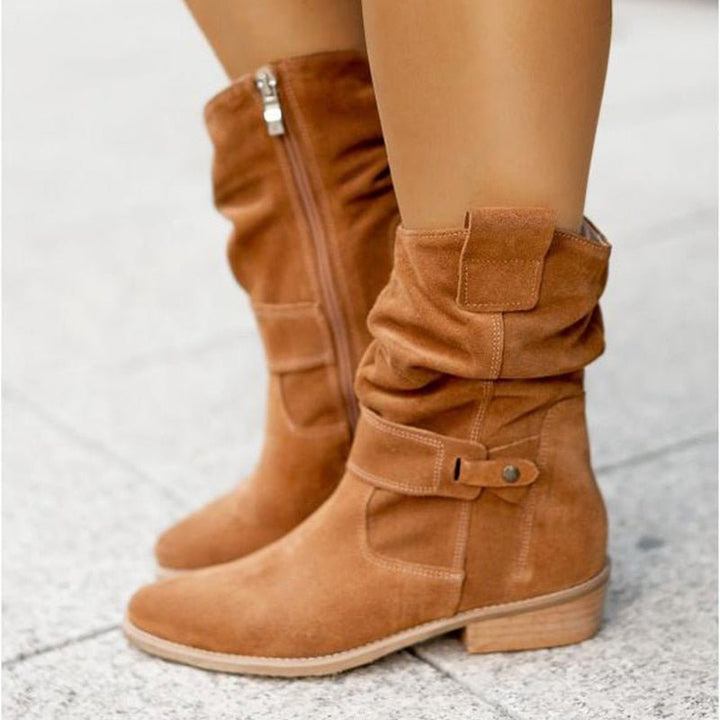 FrostStyle Boot | Stylowe Półwysokie Botki Zimowe dla Kobiet-Jasny brązowy-34-Trend Polska