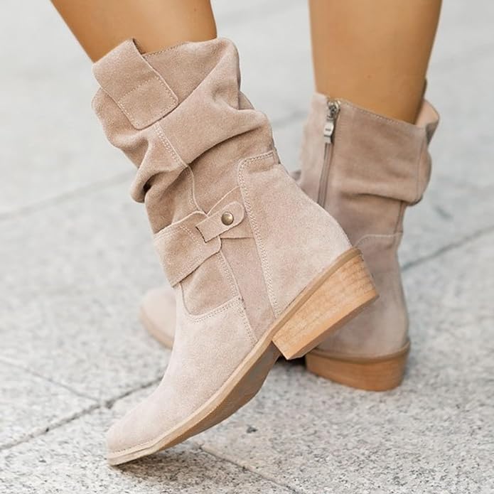 FrostStyle Boot | Stylowe Półwysokie Botki Zimowe dla Kobiet-Beżowy-34-Trend Polska