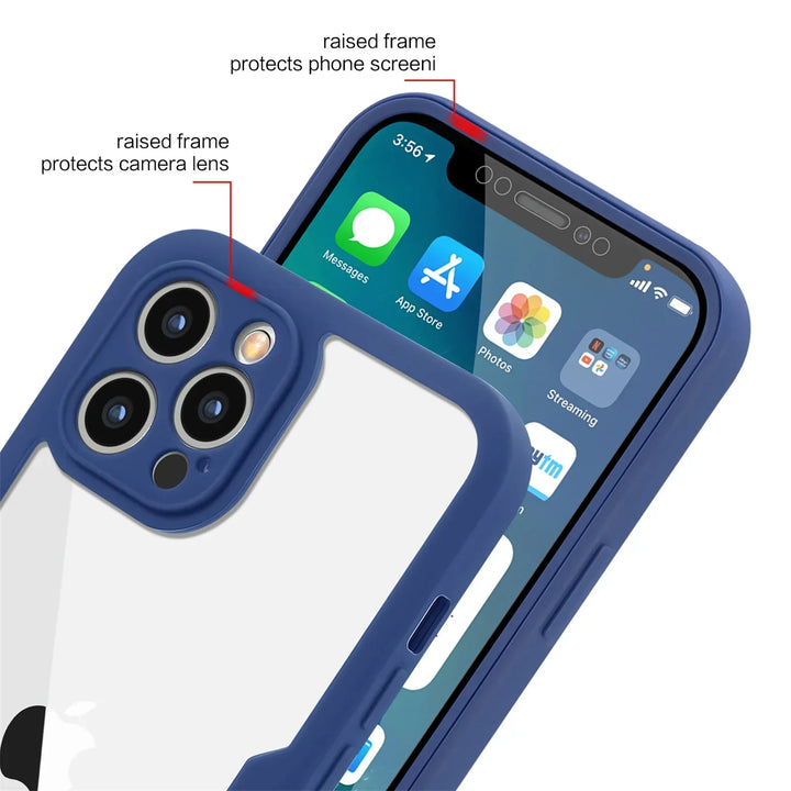 Full-Cover Clear Shockproof Phone Case with Lens & Screen Guard – 1+1 FREE-Black-IPhone 13Pro Max-State of Style