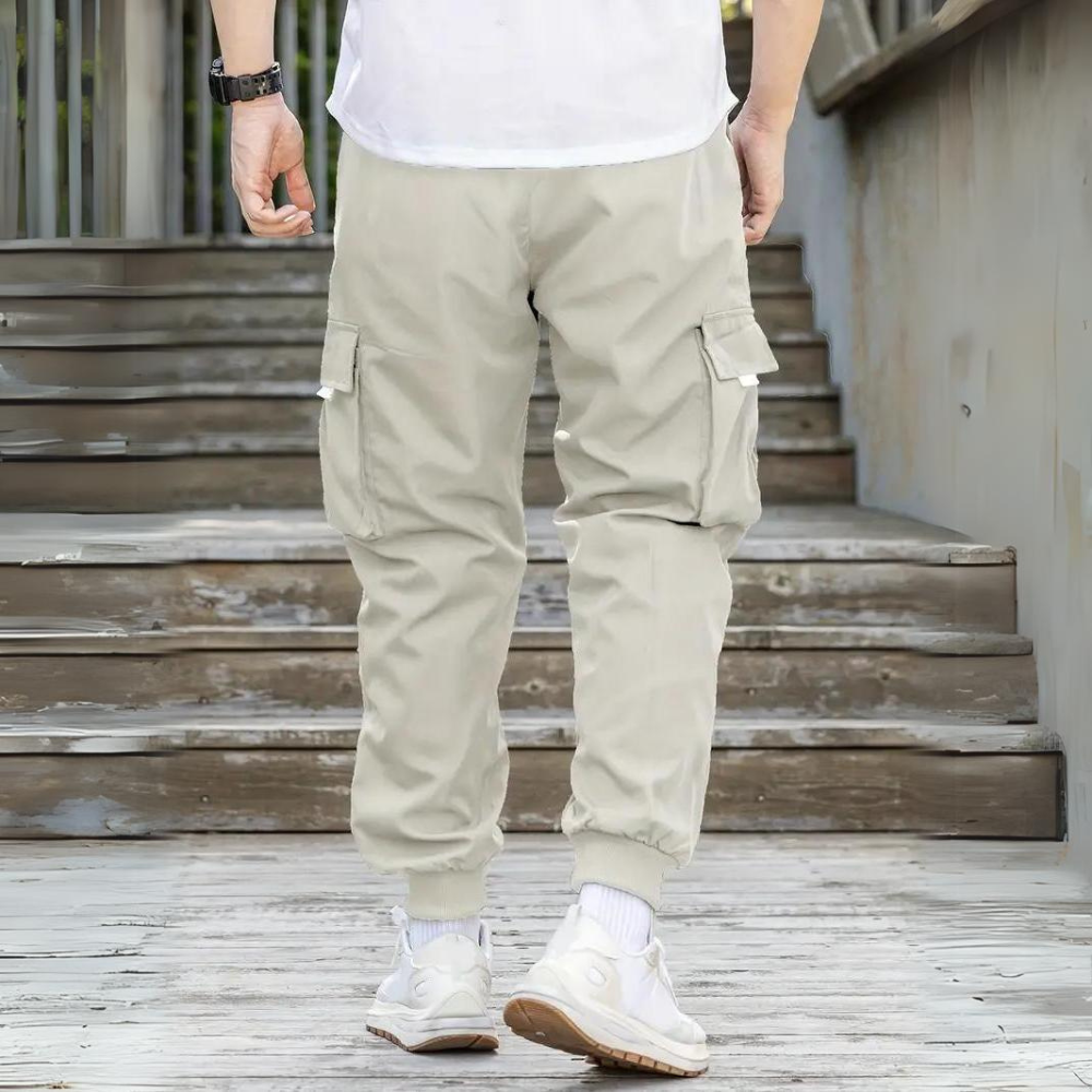 Funkcjonalne spodnie cargo z drawcordem - Maxwell-Niebieski-S-Trend Polska