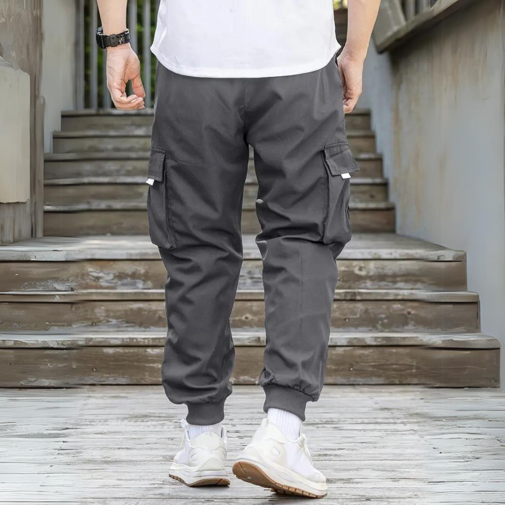Funkcjonalne spodnie cargo z drawcordem - Maxwell-Niebieski-S-Trend Polska