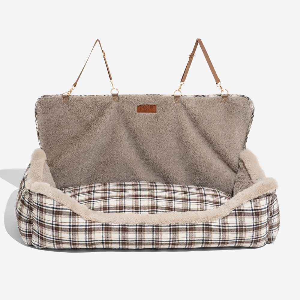 Futro fotel samochodowy dla zwierząt – RideSafe CozySeat-Khaki-Singiel-Trend Polska