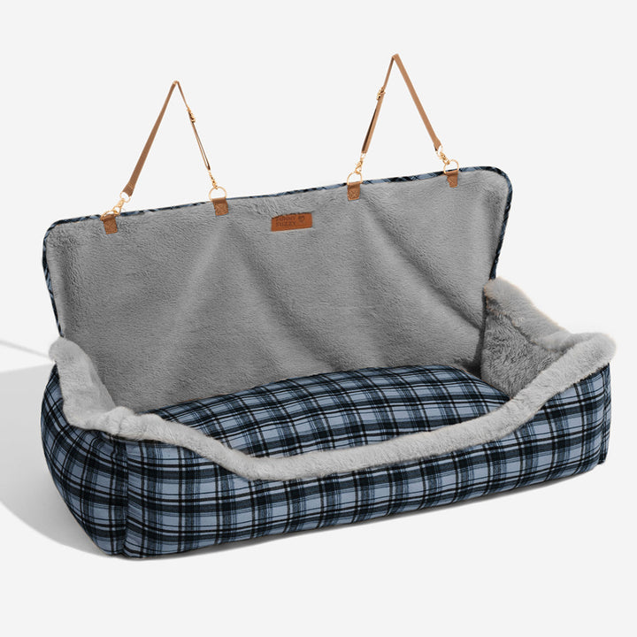 Futro fotel samochodowy dla zwierząt – RideSafe CozySeat-Szary-Singiel-Trend Polska