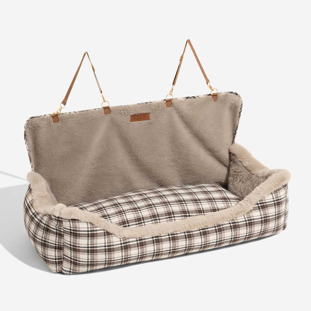 Futro fotel samochodowy dla zwierząt – RideSafe CozySeat-Khaki-Singiel-Trend Polska