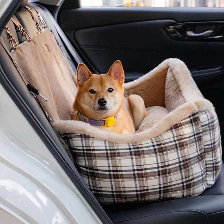Futro fotel samochodowy dla zwierząt – RideSafe CozySeat-Khaki-Singiel-Trend Polska