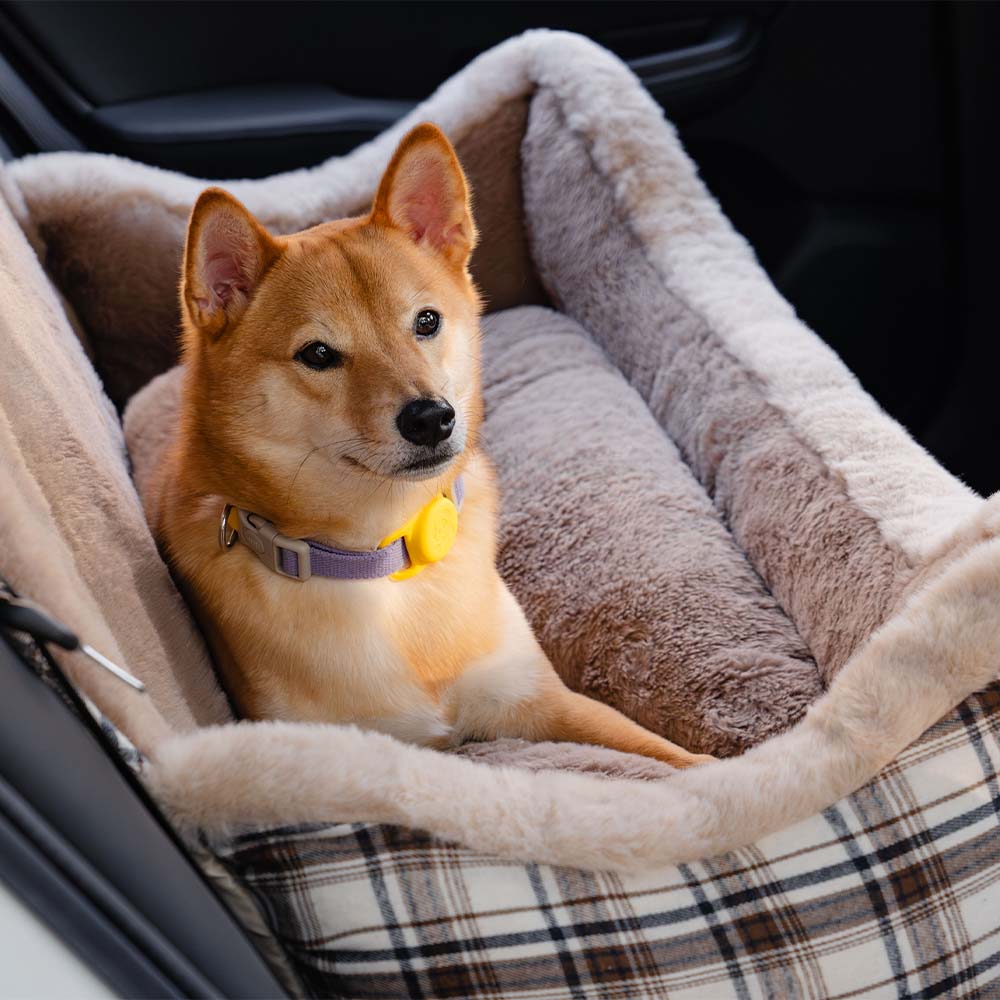Futro fotel samochodowy dla zwierząt – RideSafe CozySeat-Khaki-Singiel-Trend Polska