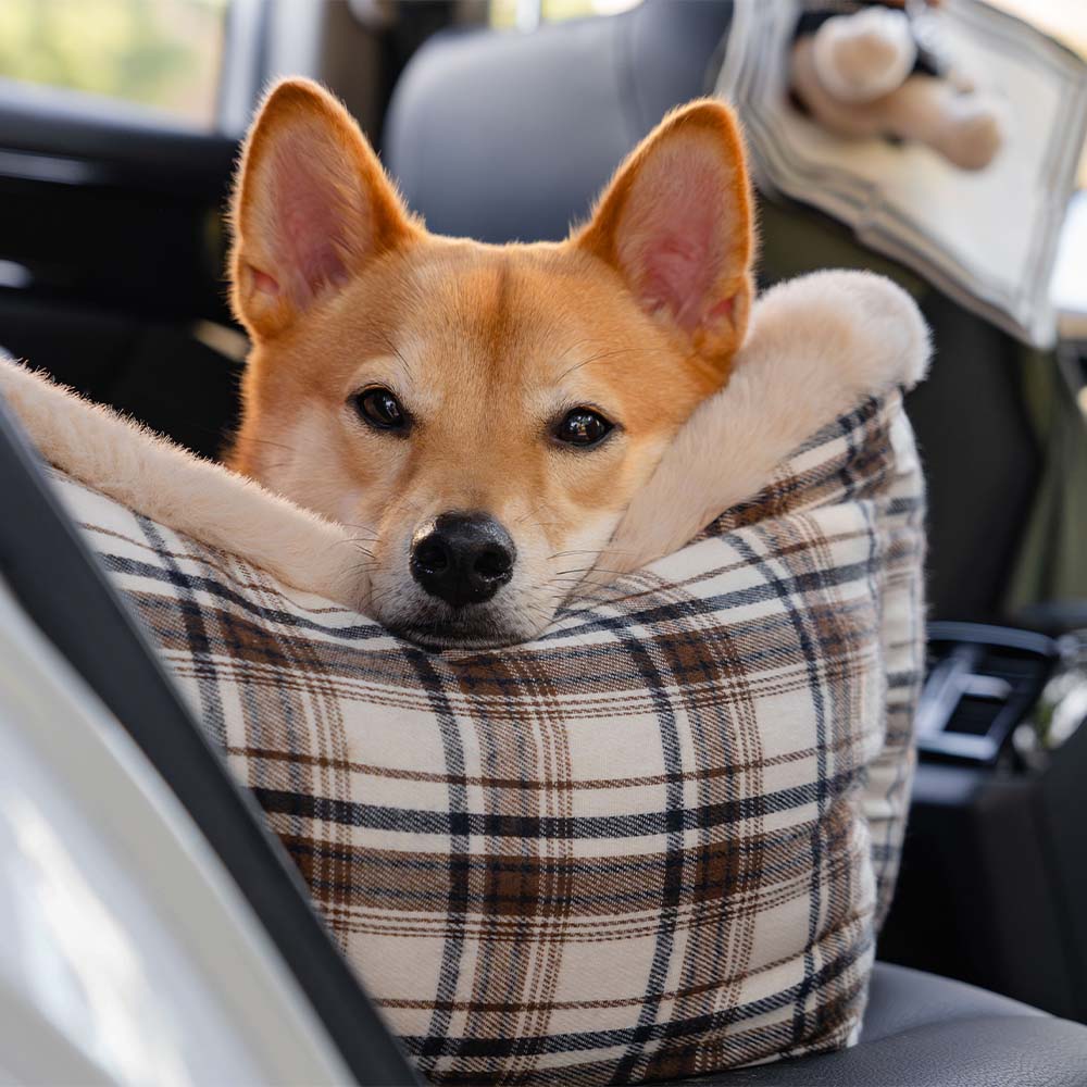 Futro fotel samochodowy dla zwierząt – RideSafe CozySeat-Khaki-Singiel-Trend Polska