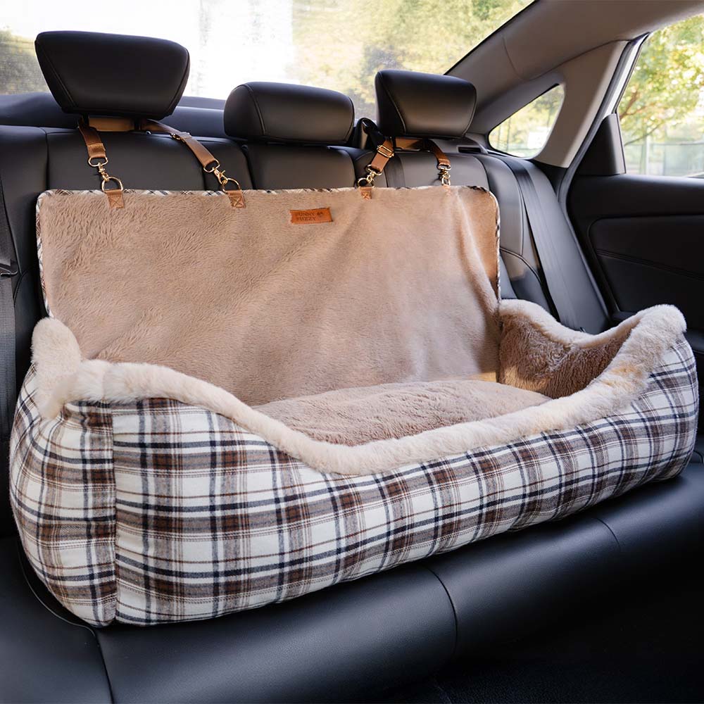 Futro fotel samochodowy dla zwierząt – RideSafe CozySeat-Khaki-Singiel-Trend Polska