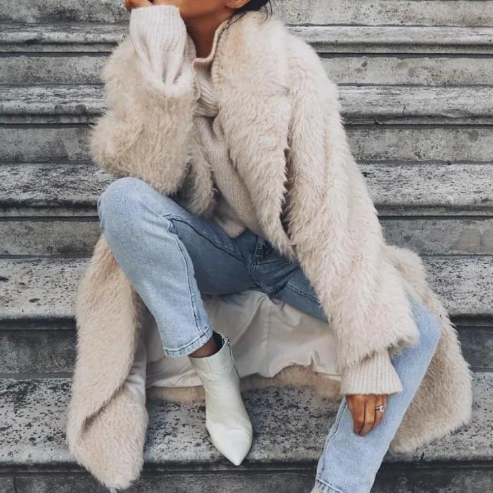 Gariela - Wygodny Długi Płaszczyk Teddy-XS-Trend Polska
