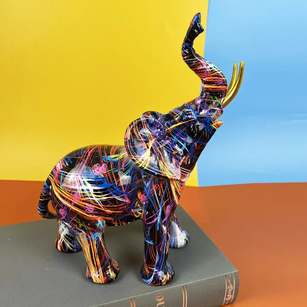 Gekleurde Olifant Sculptuur - ColorSplash-Trend Polska