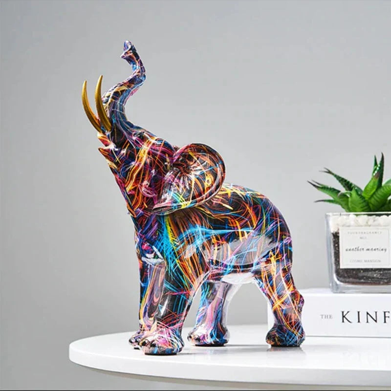 Gekleurde Olifant Sculptuur - ColorSplash-Trend Polska