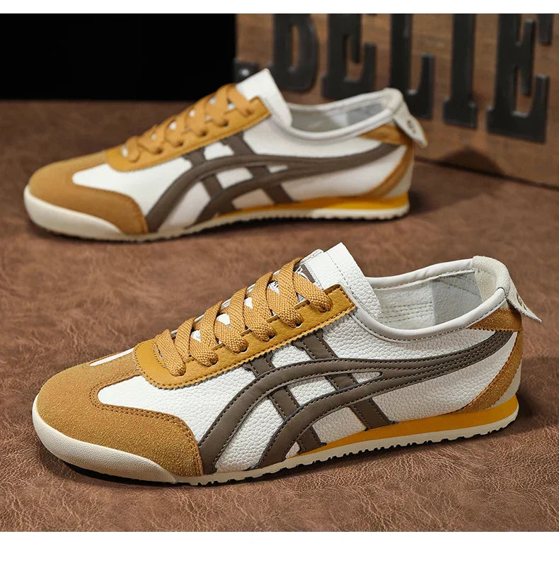 Geomertyczne letnie sneakersy z wygodnym dopasowaniem – Milan-Braun Żółty-35-Trend Polska