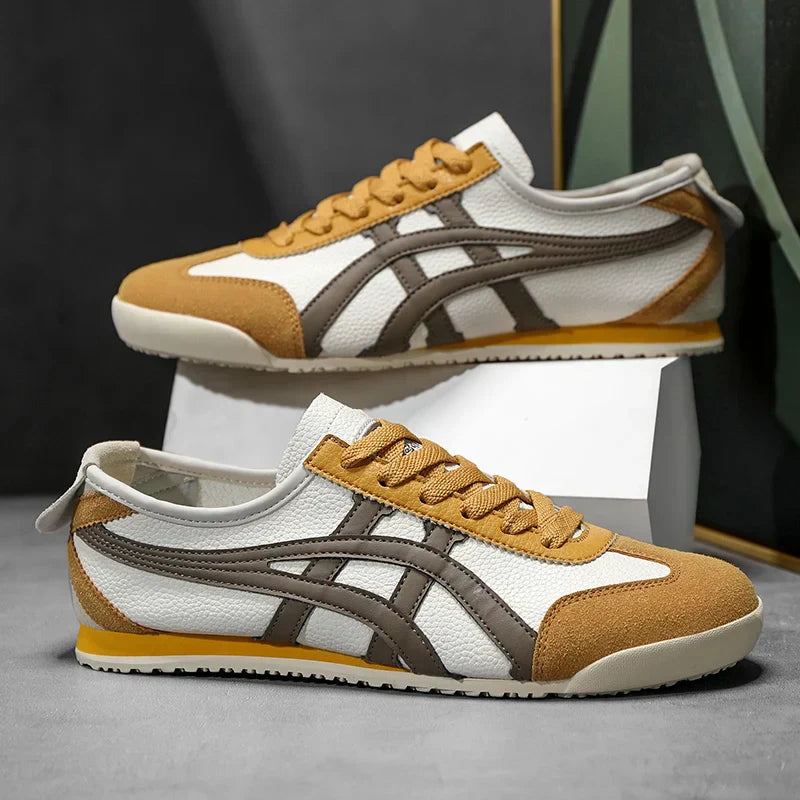 Geomertyczne letnie sneakersy z wygodnym dopasowaniem – Milan-Braun Żółty-35-Trend Polska