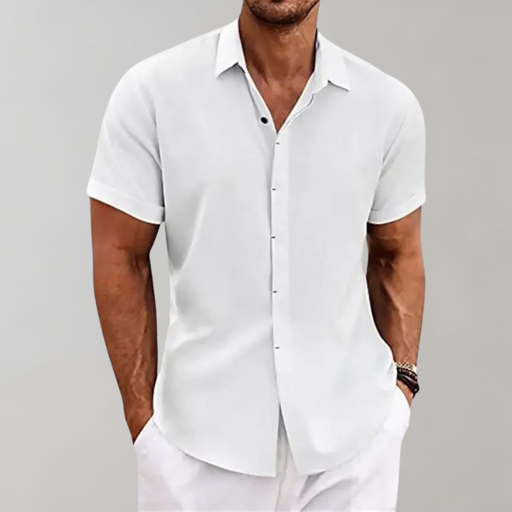 Gładka koszulka polo dla mężczyzn - Dante-Biały-S-Trend Polska