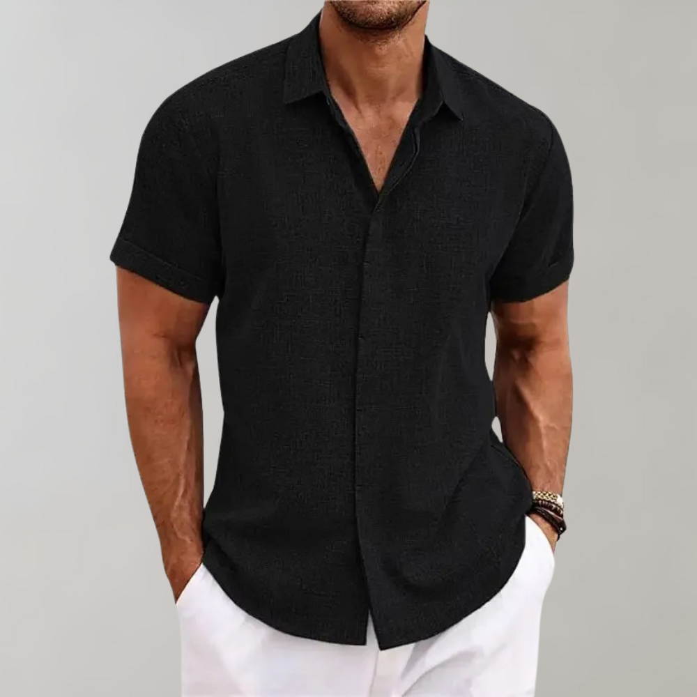 Gładka koszulka polo dla mężczyzn - Dante-Czarny-S-Trend Polska