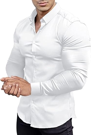 Gładka slim fit koszula męska - David-Biały-S-Trend Polska