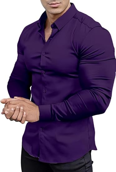 Gładka slim fit koszula męska - David-Fioletowy-S-Trend Polska
