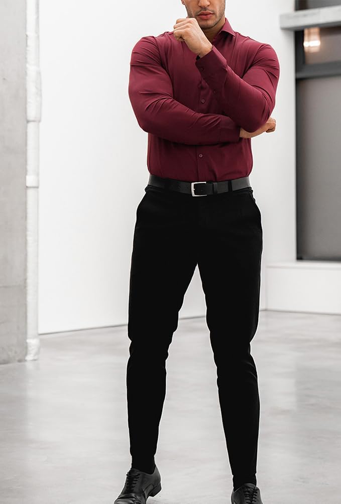 Gładka slim fit koszula męska - David-Czarny-S-Trend Polska