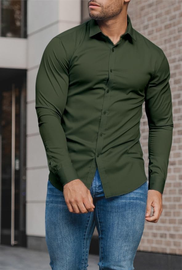 Gładka slim fit koszula męska - David-Czarny-S-Trend Polska