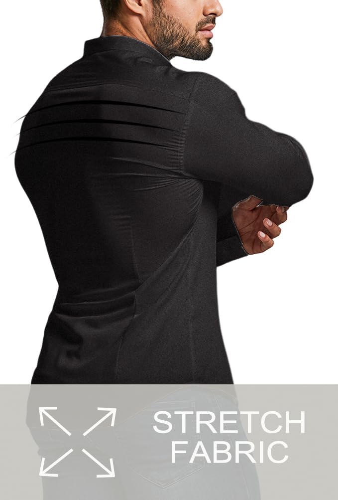 Gładka slim fit koszula męska - David-Czarny-S-Trend Polska