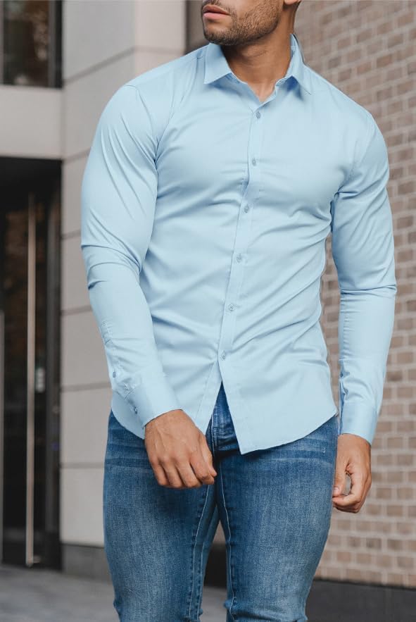 Gładka slim fit koszula męska - David-Czarny-S-Trend Polska
